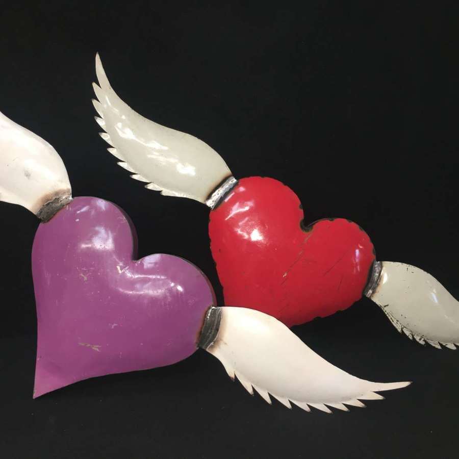 Winged Hearts From Oil Drums